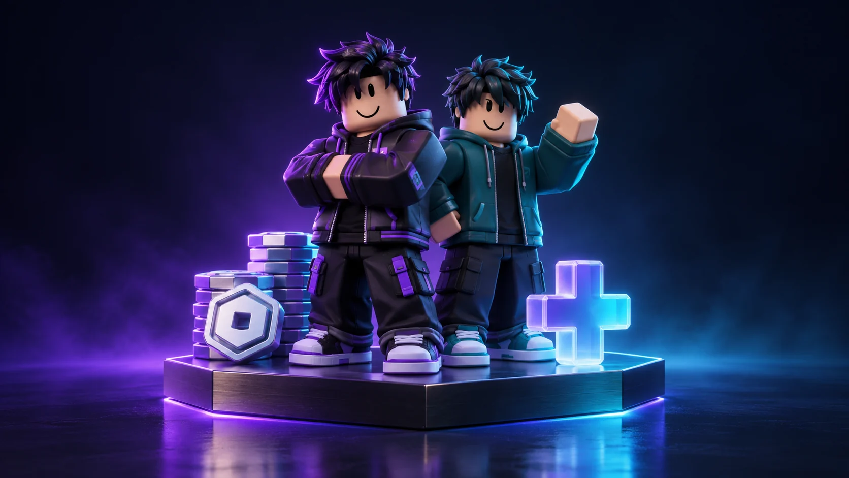 Hai avatar minh họa Robux và Plus của GekiStore